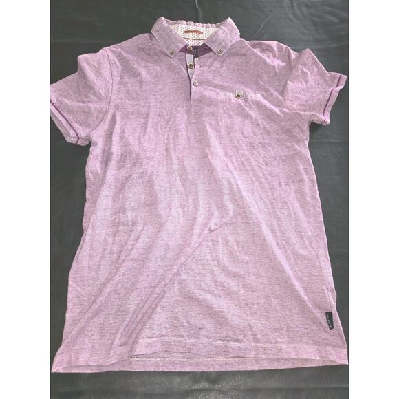 Ted Baker London Polo Shirt Men 3 Purple Pattern Collared Old Money Golf Artsy - Picture 1 of 9